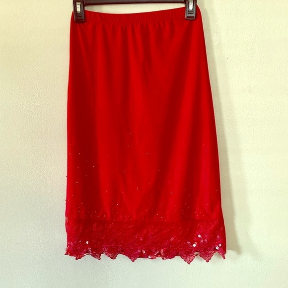 Red embellished sequins red pencil skirt size M - Picture 5 of 10